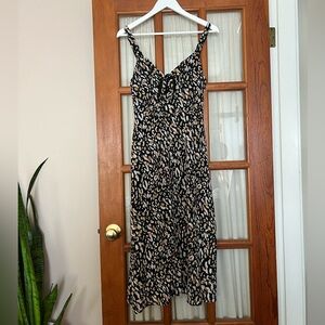 Cutout Animal Print Midi Dress